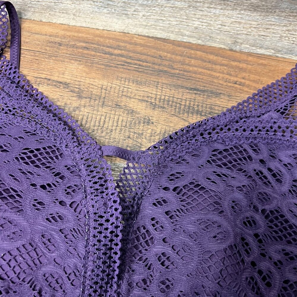 NWOT BECCA by Becca Virtue Purple Crochet Bikini Top Adjustable‎ Tie Back 2X - Picture 5 of 8